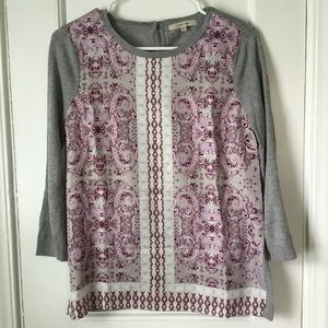 Women’s patterned mixed-material blouse